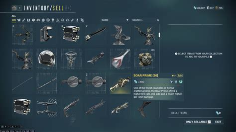 warframe inventory